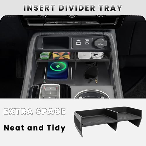 Neepiar 2PCS Center Console Organizer Compatible with 2023 2024 2025 Honda Pilot/ 2026 Honda Passport Armrest Tray Insert Divider Slot Box Secondary ABS Plastic Material Interior Accessories - Image 3