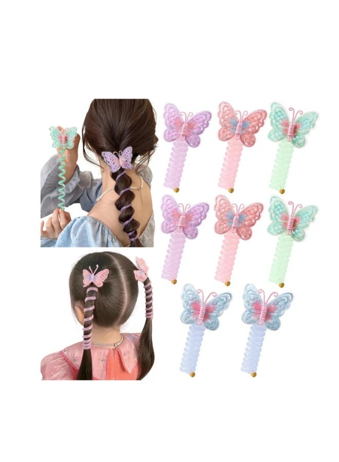 الفراشة سلك الهاتف الشعر الفرقات، الأطفال إكسسوارات الشعر للبنات، المرونة وطول قابل للتعديل (2 جهاز كمبيوتر شخصي - أخضر) - Image 1