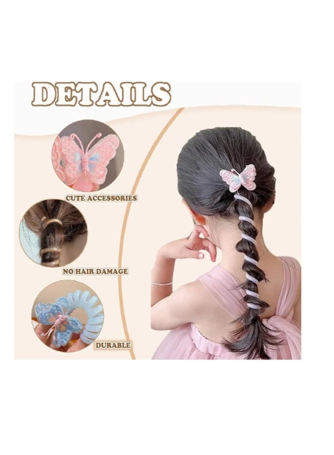 الفراشة سلك الهاتف الشعر الفرقات، الأطفال إكسسوارات الشعر للبنات، المرونة وطول قابل للتعديل (2 جهاز كمبيوتر شخصي - أخضر) - Image 3