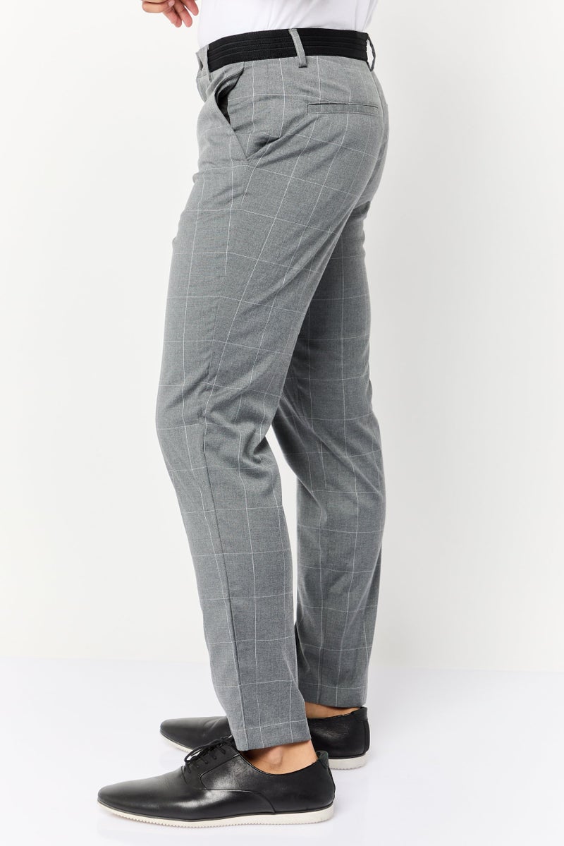 Celio سروال تشينو رجالي بقصة عادية، مخطط، رمادي - Image 3