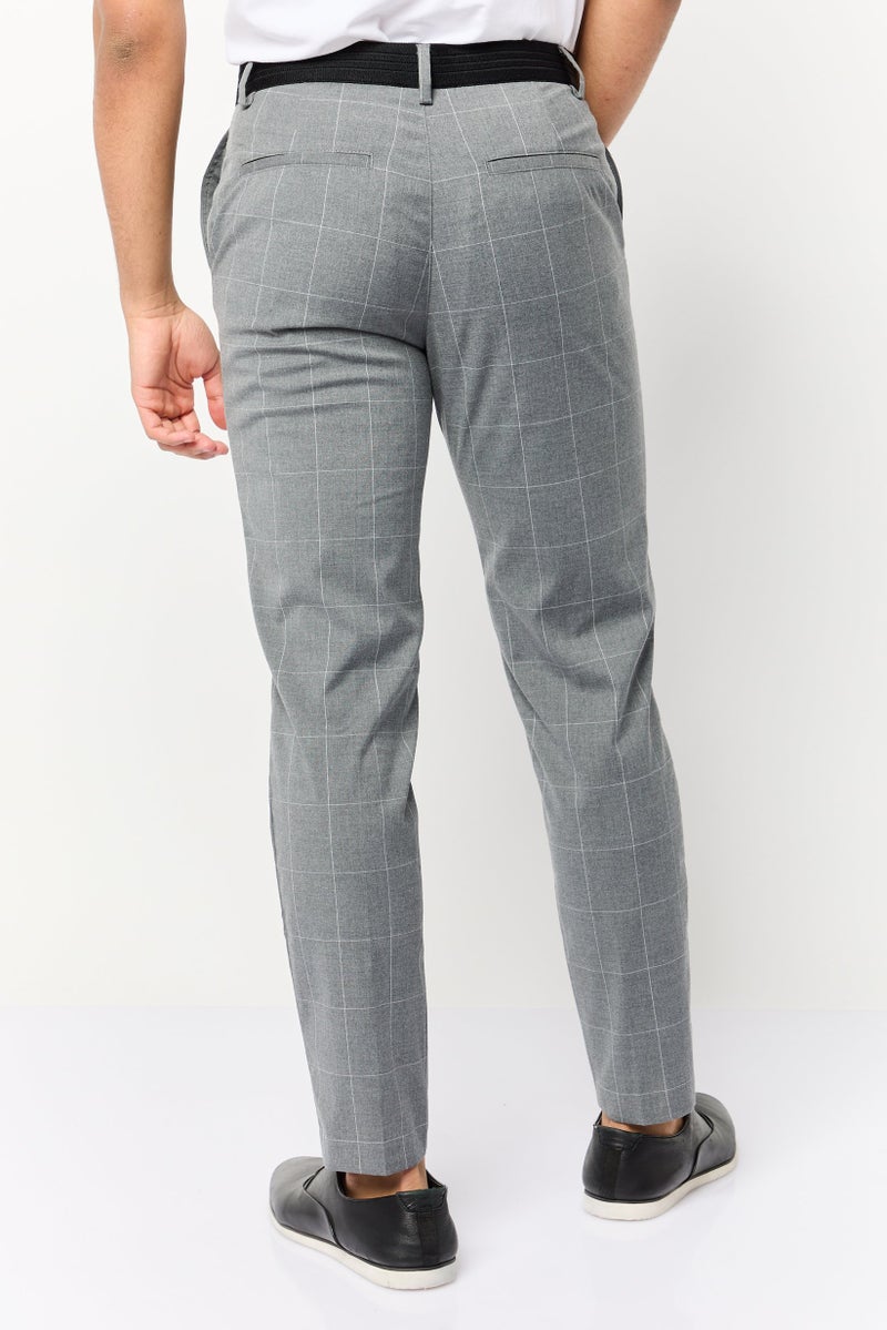 Celio سروال تشينو رجالي بقصة عادية، مخطط، رمادي - Image 4