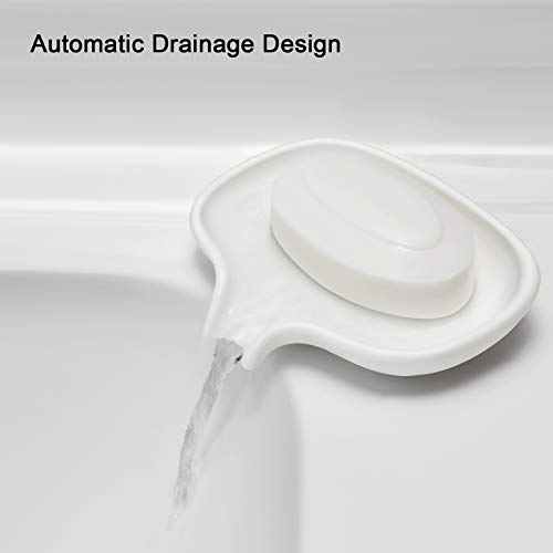SUBEKYU Silicone Soap Dish for Bathroom,Bar Soap Holder for Shower with Draining Tray, Waterfall Soap Tray for Kitchen Sink, Set of 2 (2 * White) - Image 4
