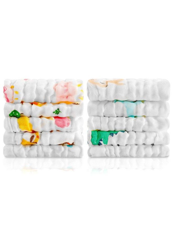 PPOGOO Baby Muslin Washcloths Natural Purified Cotton Baby Wipes Soft Newborn Baby Face Towel Baby Shower Gift 10 Pack - Image 4