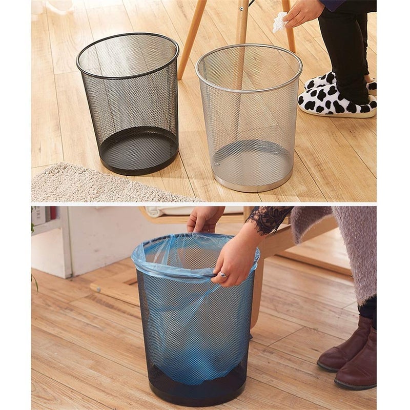 SHOWAY Waste Basket | Trash Can Metal Wire Circular Mesh Bin | Lightweight and Stylish | Ideal Garbage Trash Can for Home & Office Waste (Random Color) - Image 3