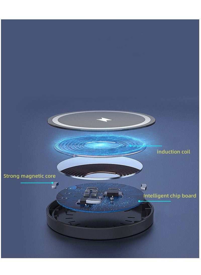 اكسيسن شاحن لاسلكي مغناطيسي لآيفون 15/15 بلس/15 برو/15 برو/15 برو ماكس/ وسلسلة آيفون14/13/12، شاحن سريع بقوة 15 واط (منفذ أسود من النوع C) - Image 5