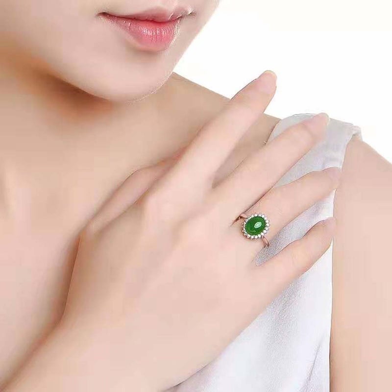 1PC Green Agate Open Finer Engagement Wedding Gift for Women Ladies - Image 4