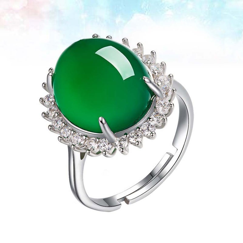 1PC Green Agate Open Finer Engagement Wedding Gift for Women Ladies - Image 3
