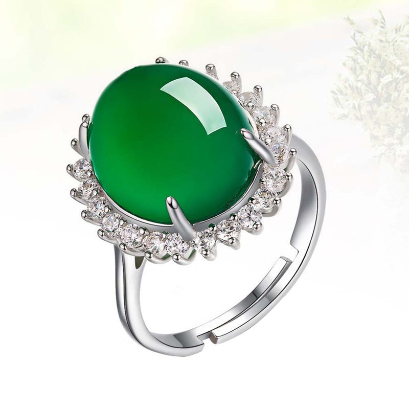 1PC Green Agate Open Finer Engagement Wedding Gift for Women Ladies - Image 1