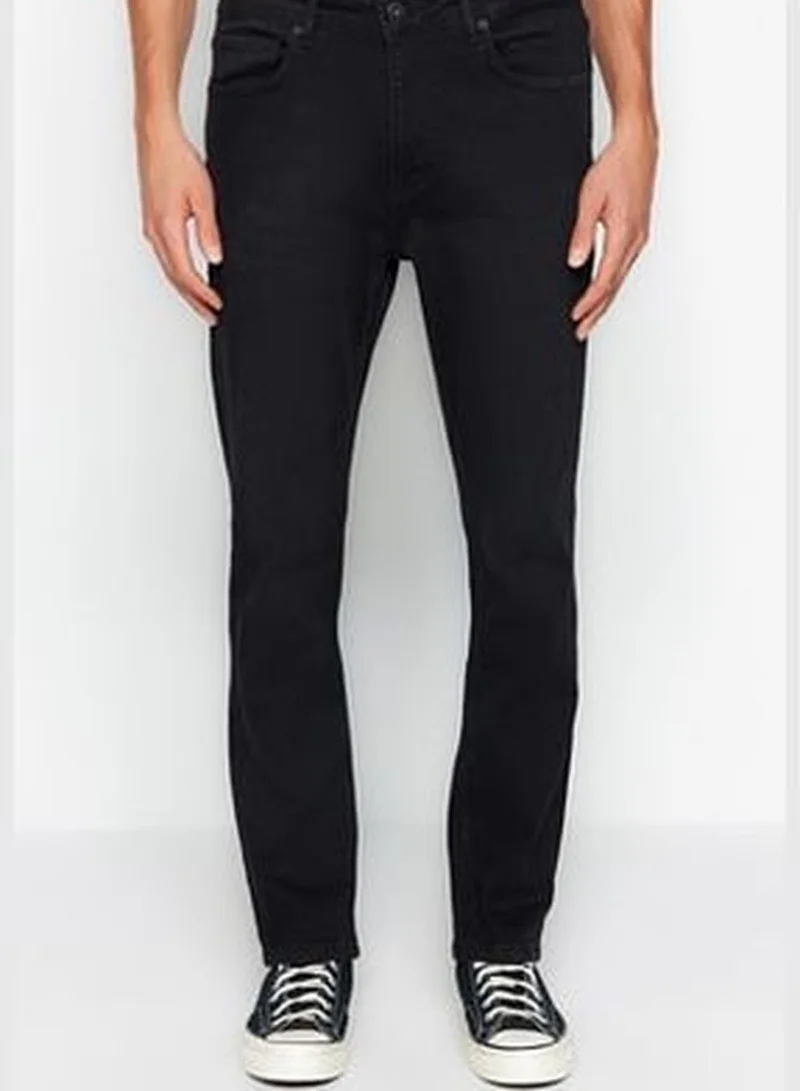 trendyol Men's Black Regular Fit Jeans Denim Trousers.