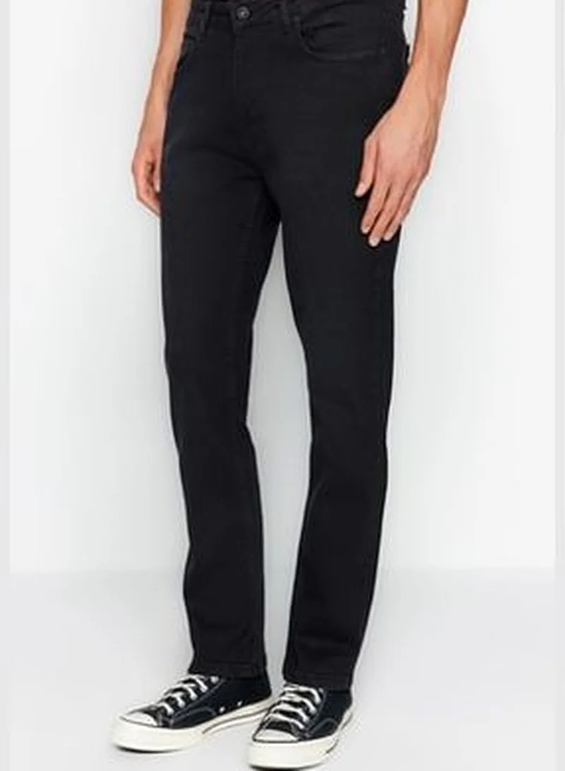 trendyol Men's Black Regular Fit Jeans Denim Trousers.
