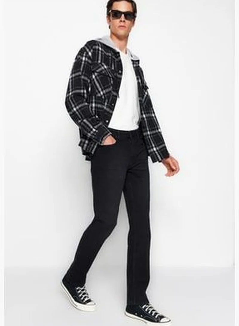 trendyol Men's Black Regular Fit Jeans Denim Trousers.