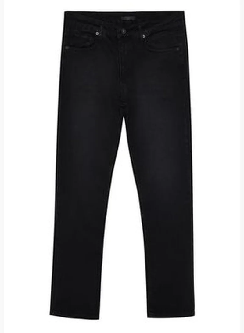 trendyol Men's Black Regular Fit Jeans Denim Trousers.