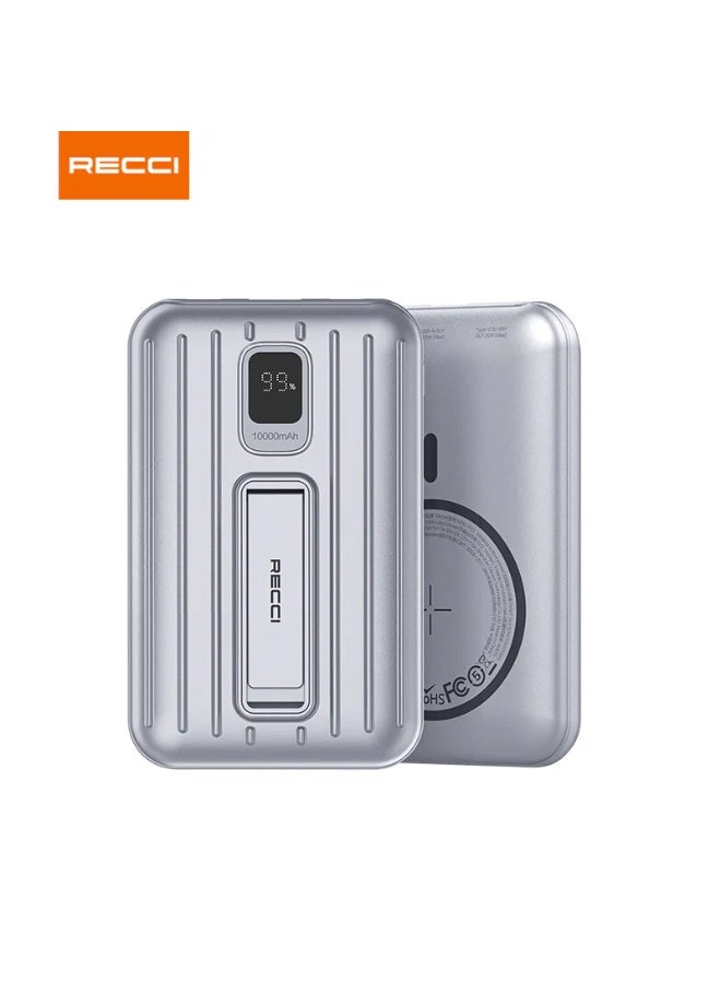 ريتشي باور بانك RECCI RPB-P23 المغناطيسي اللاسلكي | سعة 10000 مللي أمبير | شحن سريع PD 20W + 22.5W | تصميم مدمج محمول – أسود - Image 1