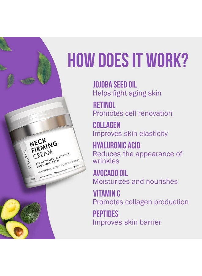 VALITIC Neck Cream for Tightening and Firming - Hyaluronic Acid, Retinol, and Vitamin C - Anti Aging Tightening & Lifting Sagging Skin Day and Night Cream - Image 4