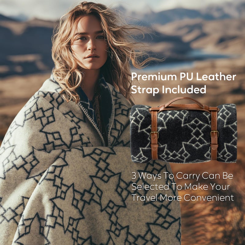Molithe 100% Wool Blanket, 62" x 86", Warm, Thick, Washable, Military Wool Blanket, Great for Camping, Outdoors, Sporting Events, Survival Kits Star - Image 4