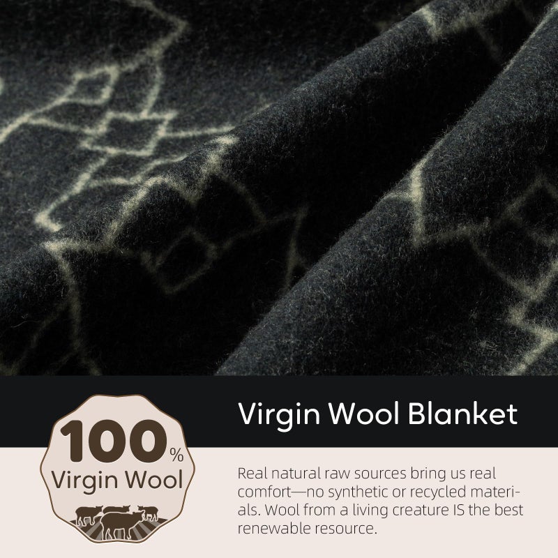 Molithe 100% Wool Blanket, 62" x 86", Warm, Thick, Washable, Military Wool Blanket, Great for Camping, Outdoors, Sporting Events, Survival Kits Star - Image 3