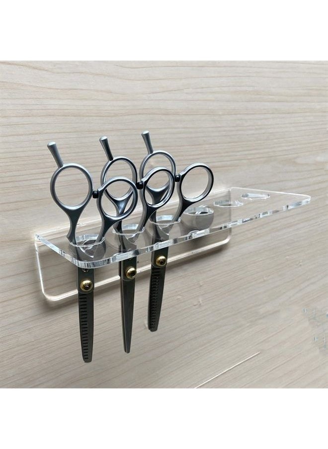 esowemsn - 1PC Clear Acrylic 6-Slot Wall Mounted Scissors Holder Rack with Screws Salon Shear Holder Hairdresser Scissor Combs Clips Desktop Organizer Accessories for Barber Shop Office Home - Image 1