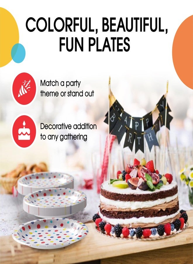 Party Solids GB Dots Paper Plates Disposable Heavy Duty 8.5 Inch Colorful Dots Paper Plates for Party 96 Pcs Heavy Duty 350 GSM, Birthday Supplies - Image 5