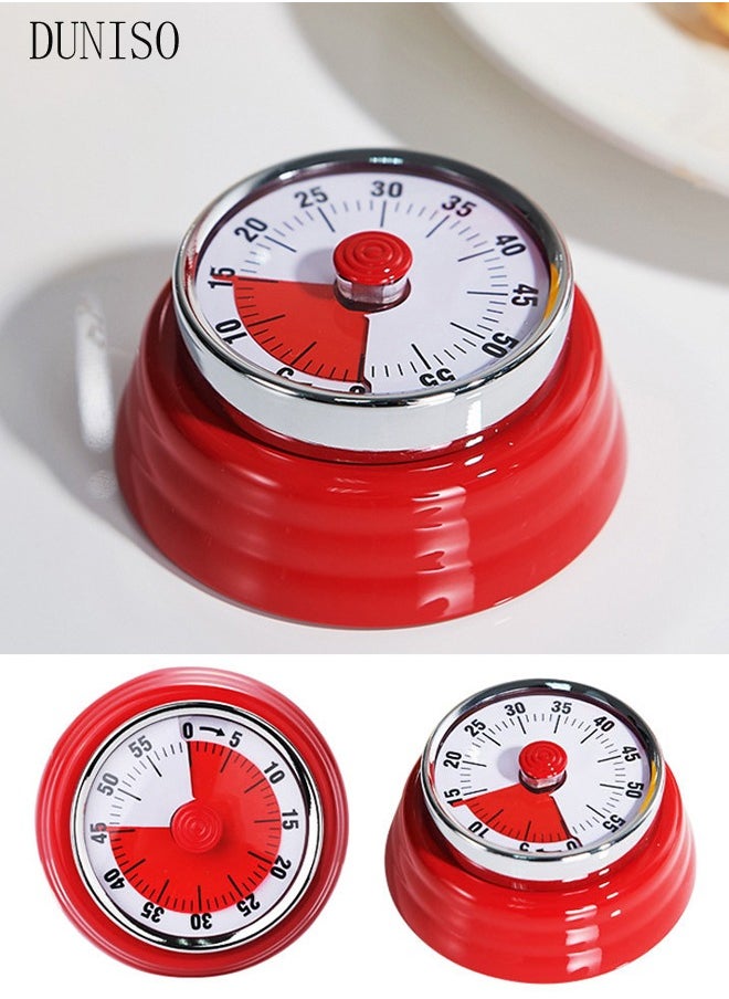 DUNISO - Magnetic Kitchen Timer Alarm for Cooking Magnetic Clock Mechanical Countdown Timer Electronic Not Need Battery Reminder Up to 55 Minutes Round Magnetic Mechanical Baking Timer Reminder Countdown Tool - Image 1