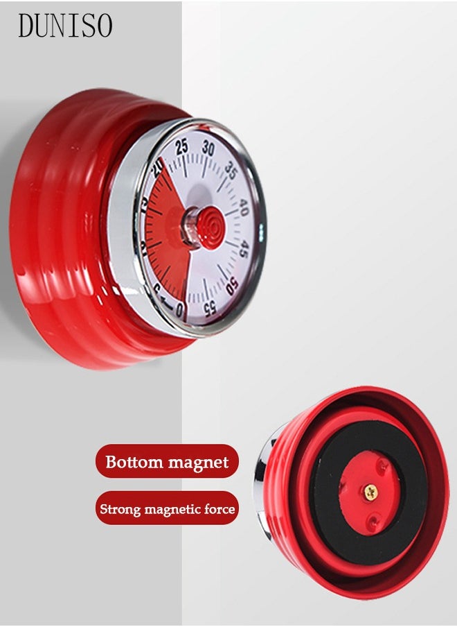 DUNISO - Magnetic Kitchen Timer Alarm for Cooking Magnetic Clock Mechanical Countdown Timer Electronic Not Need Battery Reminder Up to 55 Minutes Round Magnetic Mechanical Baking Timer Reminder Countdown Tool - Image 1