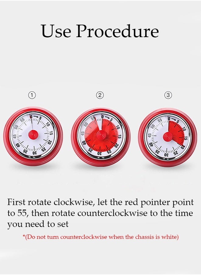 DUNISO - Magnetic Kitchen Timer Alarm for Cooking Magnetic Clock Mechanical Countdown Timer Electronic Not Need Battery Reminder Up to 55 Minutes Round Magnetic Mechanical Baking Timer Reminder Countdown Tool - Image 1