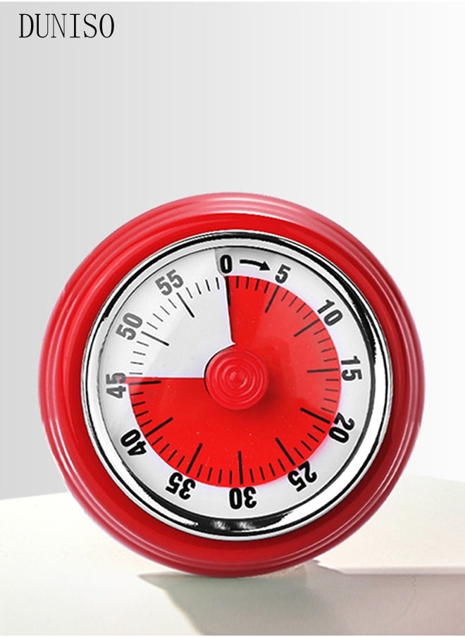 DUNISO - Magnetic Kitchen Timer Alarm for Cooking Magnetic Clock Mechanical Countdown Timer Electronic Not Need Battery Reminder Up to 55 Minutes Round Magnetic Mechanical Baking Timer Reminder Countdown Tool - Image 1