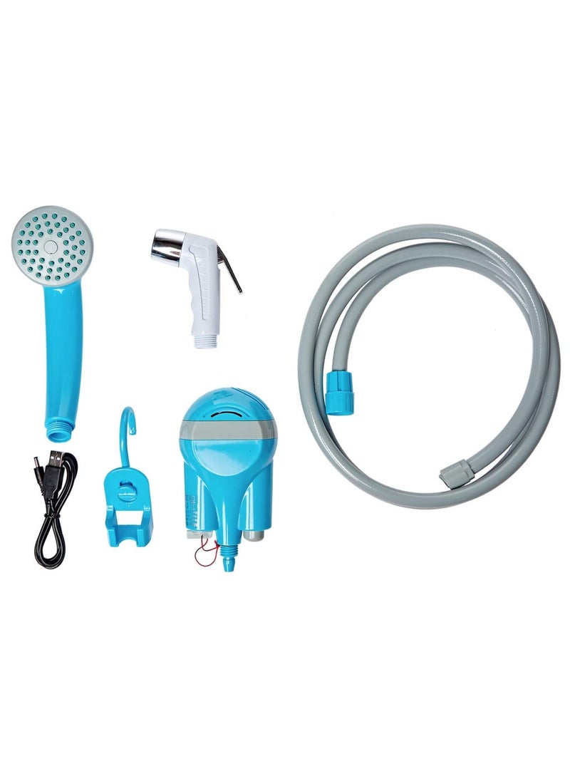 DubaiGallery - Portable Shower Water Pump USB Rechargeable Shower Head Nozzle Handheld Camping Bath Washer Camping Faucet Kit Outdoor Travel Blue - Image 1