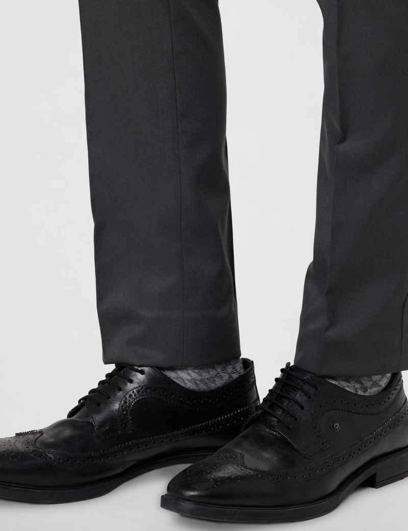Raymond Men's Slim Fit Mid Rise Formal Trousers, Poly-Viscose Blend, Solid Pattern | Black - Image 5