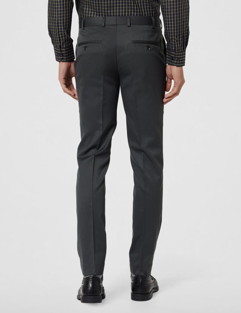 Raymond Men's Slim Fit Mid Rise Formal Trousers, Poly-Viscose Blend, Solid Pattern | Black - Image 3