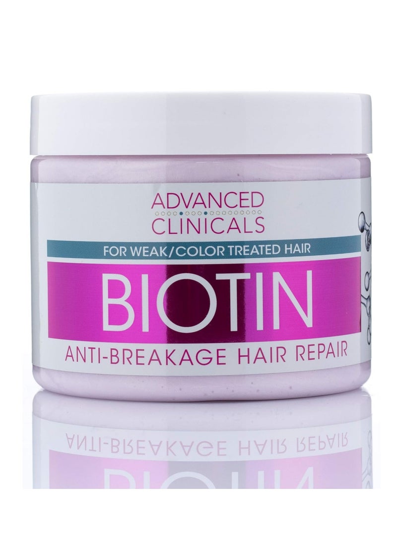 Advanced Clinicals Advanced Clinicals Biotin Hair Treatment Anti-Breakage Repair Hair Mask. Strengthen Broken, Color-Treated Hair W/Repairing Deep Conditioner Manuka Honey & Caffeine, Hydrating Mask Restores Weak Hair  - Image 2