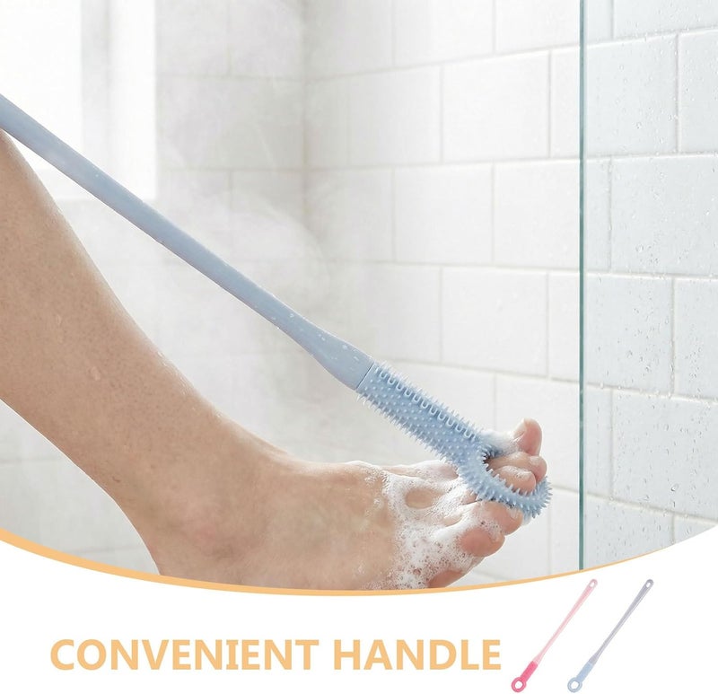 2pcs Toe Cleaning Brush with Long Handle - No Bending Foot Scrubber for Seniors - Expecting Mothers for Men Women - Anti-Itch Exfoliating Brush - Image 4