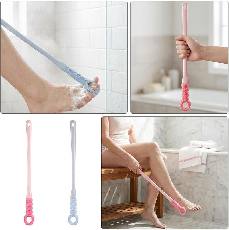 2pcs Toe Cleaning Brush with Long Handle - No Bending Foot Scrubber for Seniors - Expecting Mothers for Men Women - Anti-Itch Exfoliating Brush - Image 1
