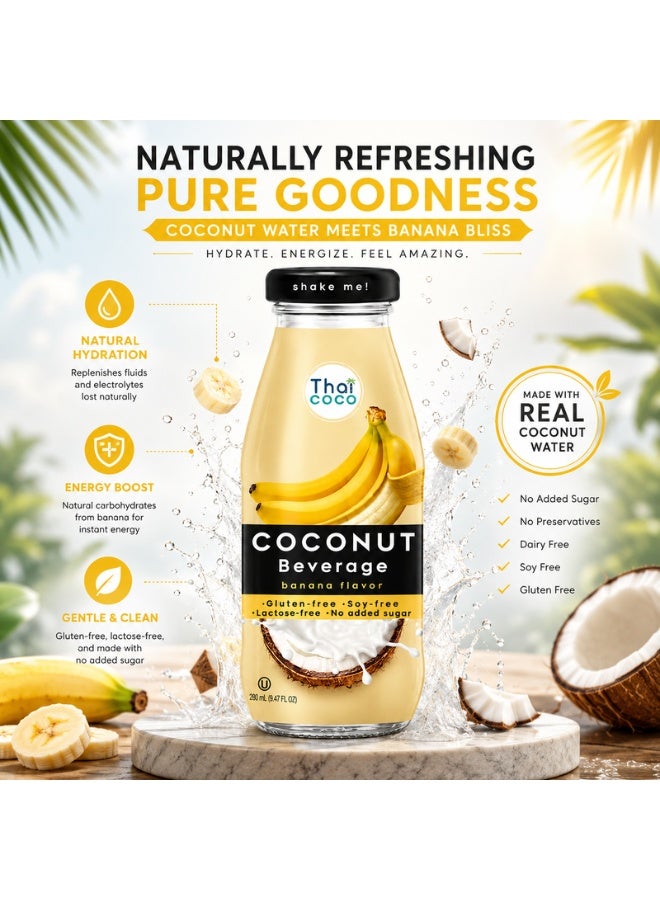 Thai Coco Coconut Beverage Banana Flavor 280 ml Pack of 24 - Image 4