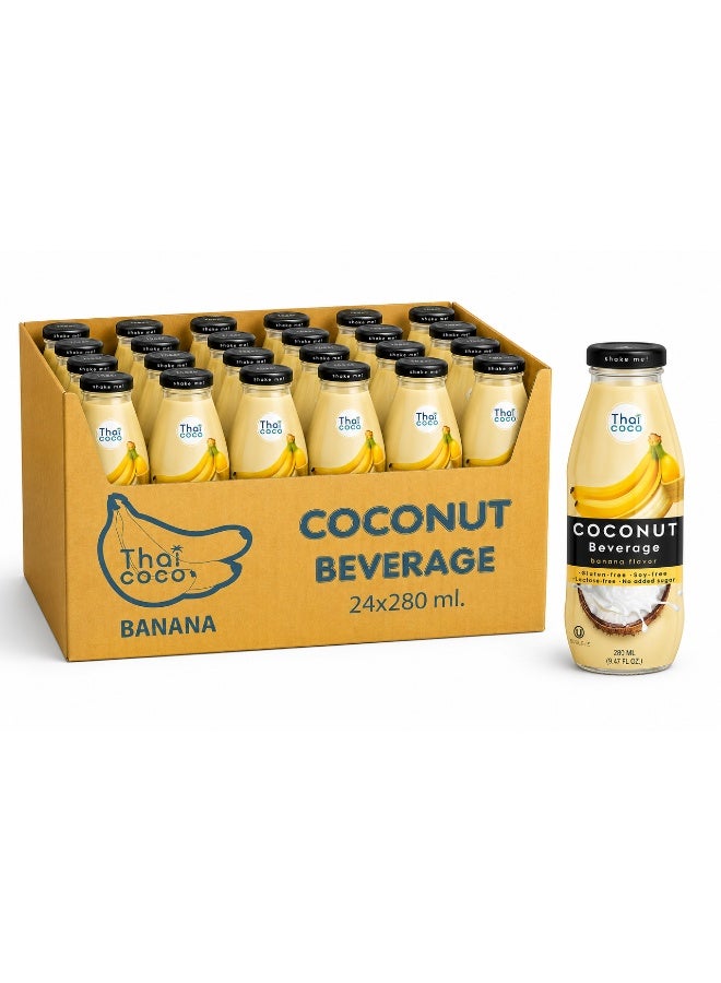 Thai Coco Coconut Beverage Banana Flavor 280 ml Pack of 24 - Image 1