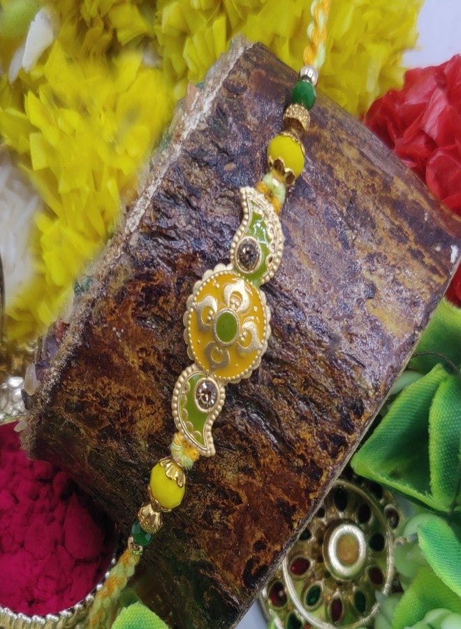 OAFISH Handicraft Storerom presents Traditional Designer Rakhi for Brother on Raksha Bandhan gifting, STANDARD, no gemstone - Image 2