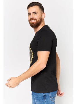 DeFacto Men Crew Neck Short Sleeve Graphic Print T-shirt, Black  - Image 3