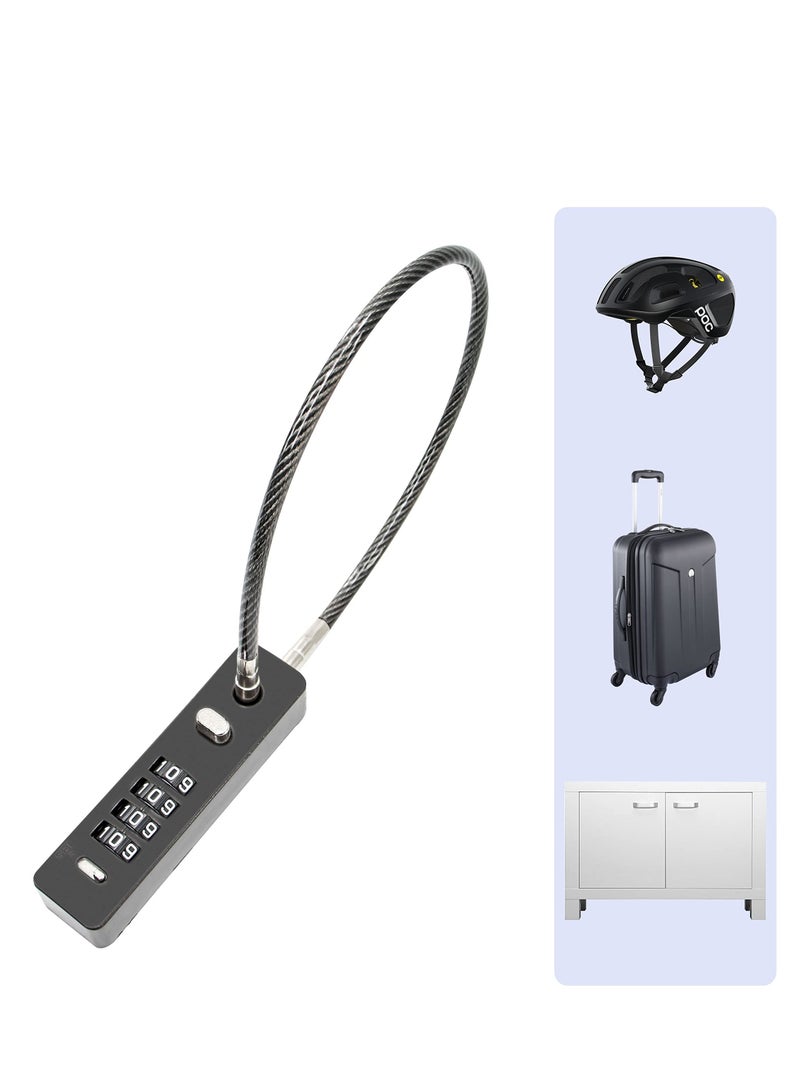 SYOSI قفل كابل مركب من الفولاذ المقاوم للصدأ، قفل أمتعة مقاوم للطقس مع رمز قابل لإعادة الضبط، قفل كابل مطلي بالفولاذ المضفر مضاد للسرقة، حقيبة أمتعة، حقيبة سلاح، صندوق أدوات، خوذة، أسود (1.3 قدم 5 مم) - Image 5