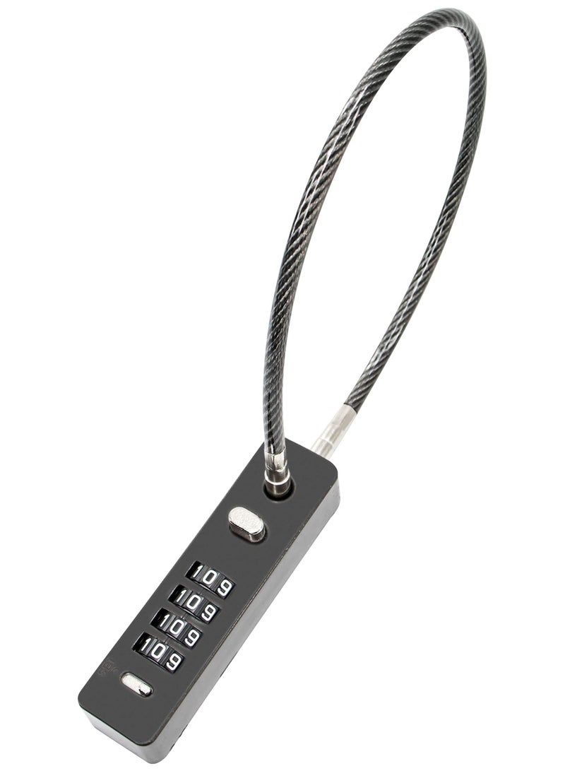 SYOSI قفل كابل مركب من الفولاذ المقاوم للصدأ، قفل أمتعة مقاوم للطقس مع رمز قابل لإعادة الضبط، قفل كابل مطلي بالفولاذ المضفر مضاد للسرقة، حقيبة أمتعة، حقيبة سلاح، صندوق أدوات، خوذة، أسود (1.3 قدم 5 مم) - Image 1