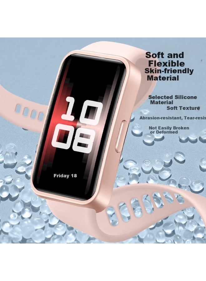 Freeson Compatible With Huawei Band 10/9/8/Nfc Version, Strap Wristband, Smart Fitness Tracker, Personalized Replacement, Liquid Silicone, Skin-Like Feel, Waterproof Soft Strap, Pink - Image 2