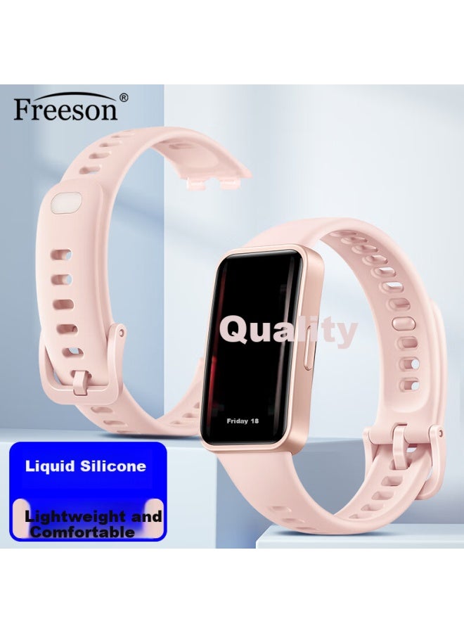 Freeson Compatible With Huawei Band 10/9/8/Nfc Version, Strap Wristband, Smart Fitness Tracker, Personalized Replacement, Liquid Silicone, Skin-Like Feel, Waterproof Soft Strap, Pink - Image 1