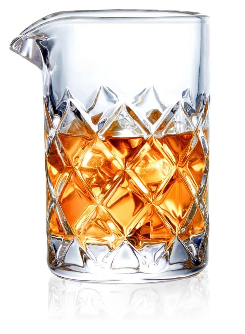 SYOSI زجاجة مزج الكوكتيل بدون لحامات، إبريق الكوكتيل المزج من أجل الكوكتيل المخلوط مع قاعدة مثقلة، أداة وإكسسوار بار قديم 18 أونصة 500 مل - Image 1