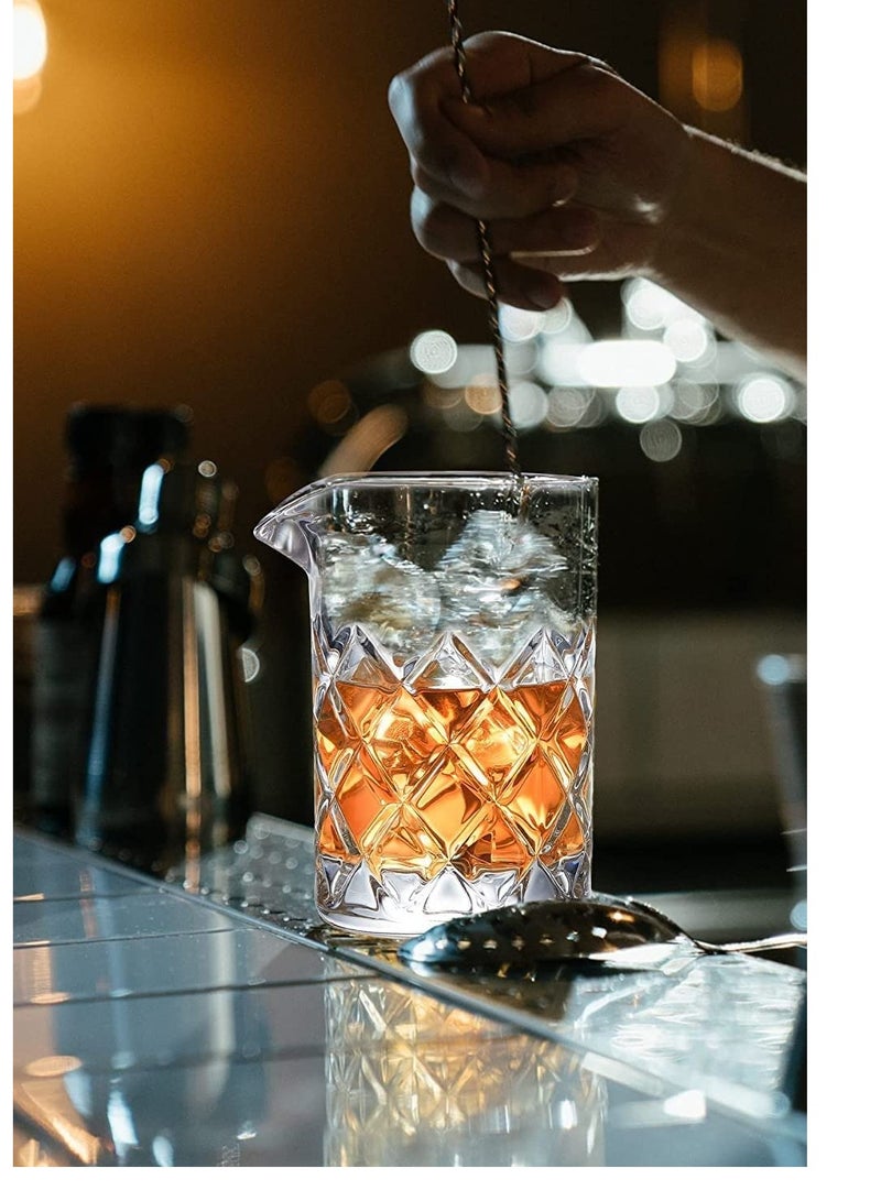 SYOSI زجاجة مزج الكوكتيل بدون لحامات، إبريق الكوكتيل المزج من أجل الكوكتيل المخلوط مع قاعدة مثقلة، أداة وإكسسوار بار قديم 18 أونصة 500 مل - Image 5