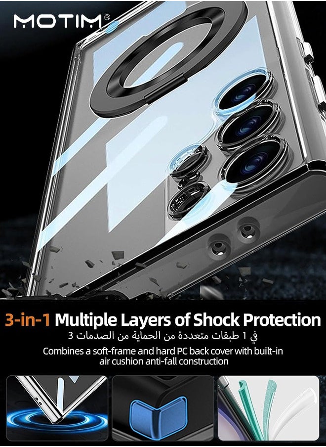 Motim - for Samsung S24 Ultra Case with Kickstand, Compatible with MagSafe Charging, Protection Shockproof Protective Yellowing Resistant Scratch-Resistant Clear Case - Image 1