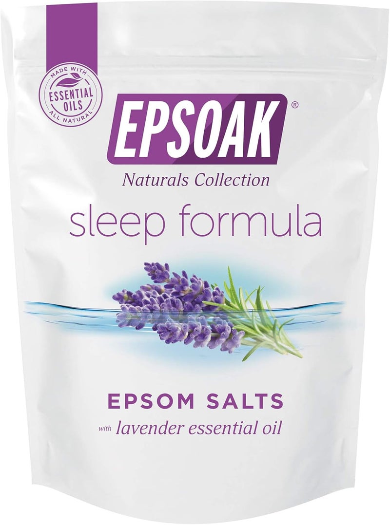 Epsoak Epsom Salt 2 lb Magnesium Sulfate USP Qty 1 x 2lb Bag Lavender Sleep Formula Resealable Epsom Salt Bag Made in The USA CrueltyFree Certified
