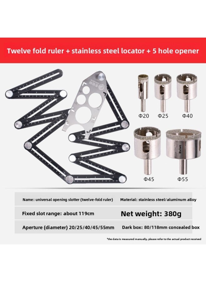 Universal Hole Locator Multifunctional Special-shaped Angle Folding Ruler Tile Sticker Tool 