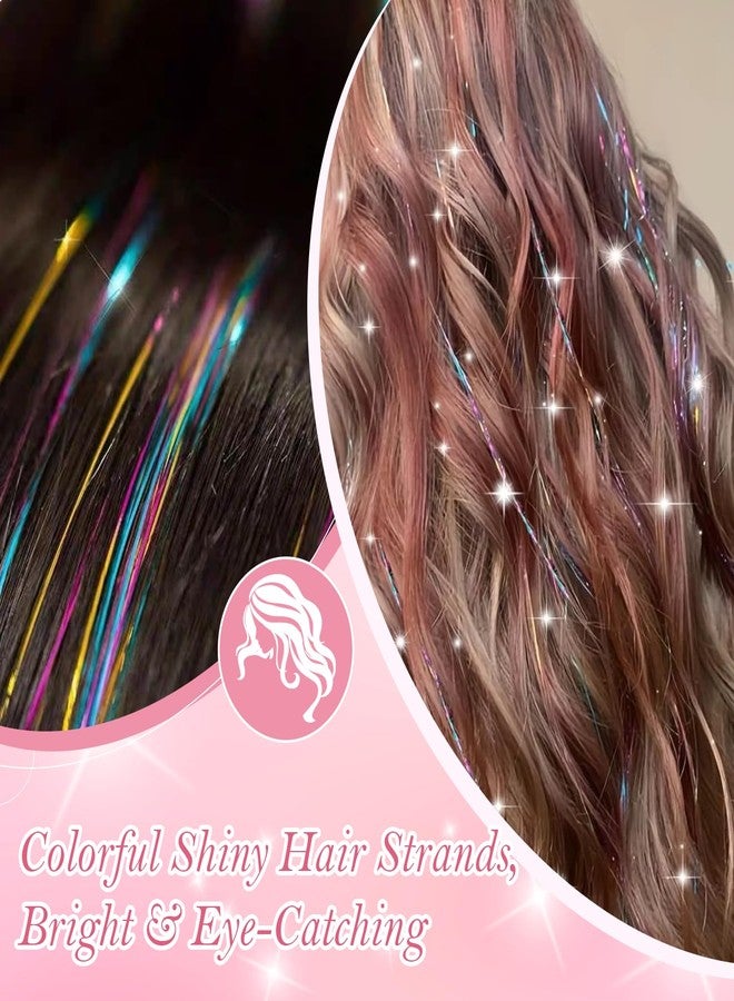 TecoKart® 6 Strips Set Hair Tinsel - 7 Colors Tinsel Hair Extensions Glitter, Long Hair Tinsels for Women Party, Festival & Daily Style - Image 3