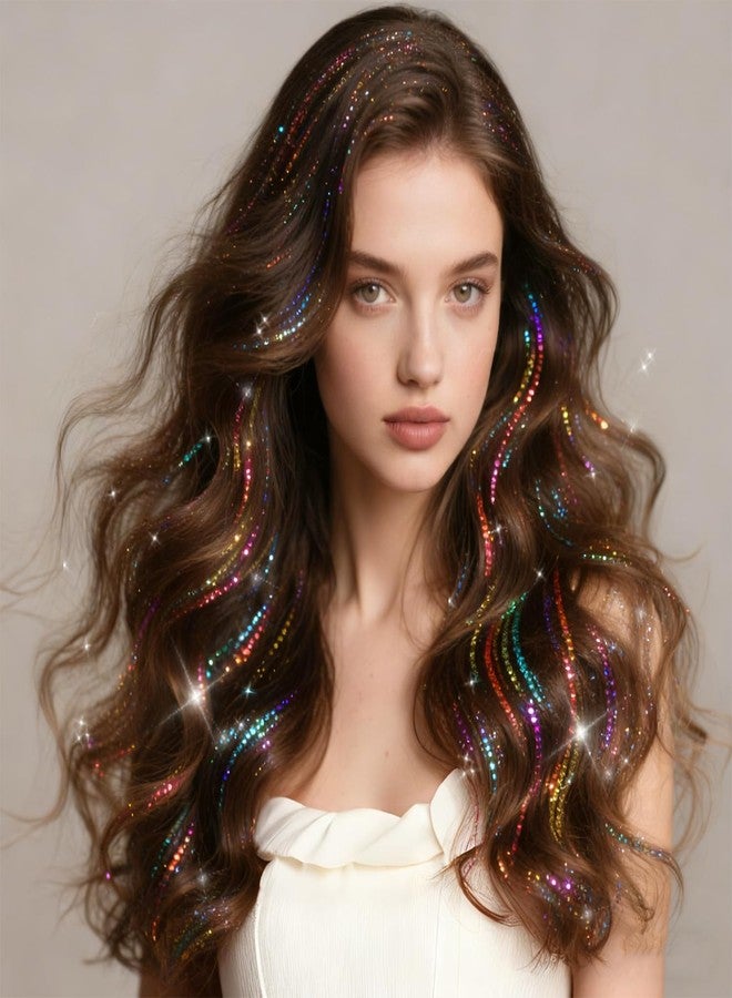 TecoKart® 6 Strips Set Hair Tinsel - 7 Colors Tinsel Hair Extensions Glitter, Long Hair Tinsels for Women Party, Festival & Daily Style - Image 5