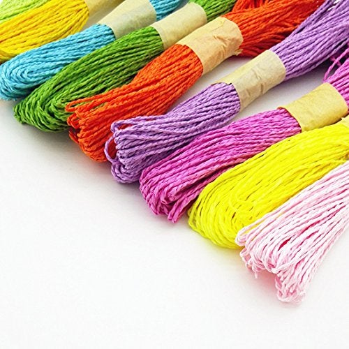 evisha 12 Multi Color Handmade Natural Paper Tread/Yarn for DIY Crafts, Packaging, Scrapbooking - Image 2