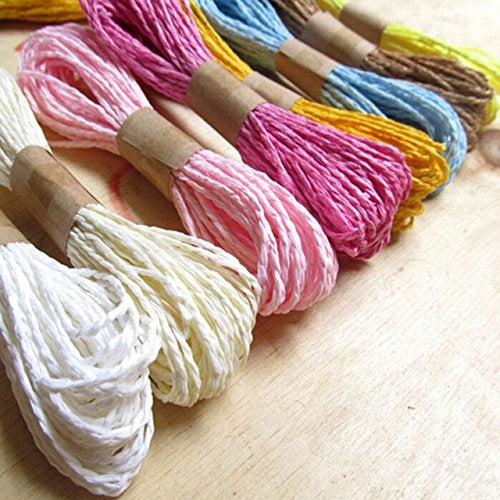 evisha 12 Multi Color Handmade Natural Paper Tread/Yarn for DIY Crafts, Packaging, Scrapbooking - Image 3