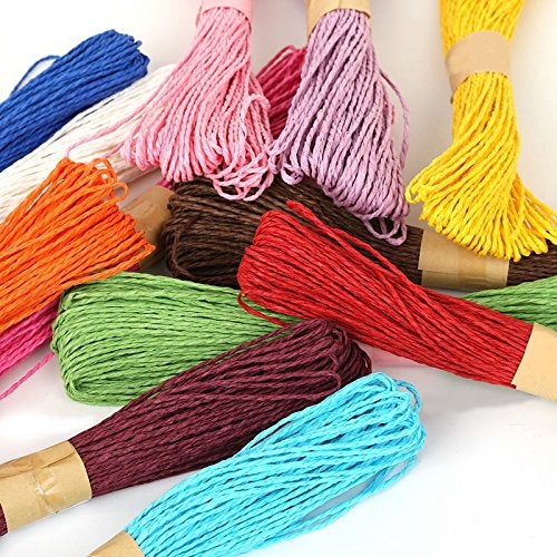 evisha 12 Multi Color Handmade Natural Paper Tread/Yarn for DIY Crafts, Packaging, Scrapbooking - Image 1